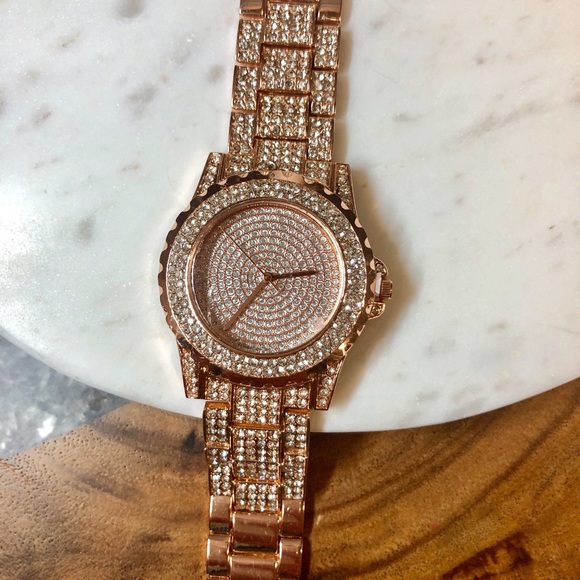 Rose Gold Crystal Covered Watch - Picture 7 of 8